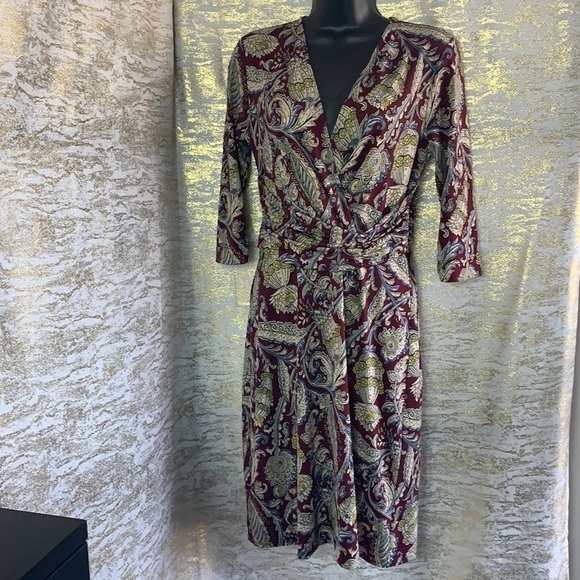 Simone floral 3/4 sleeve cross over midi length dress size S - Picture 2 of 9